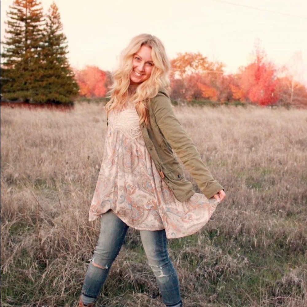 Free people lace floral tunic